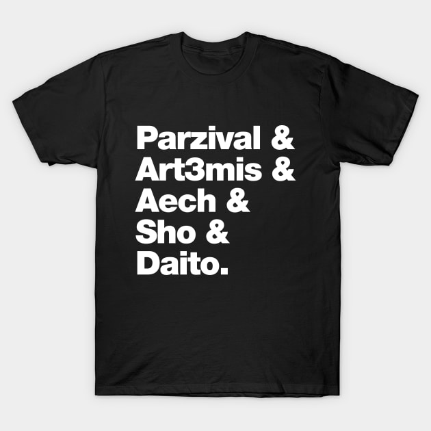 Parzival & Art3mis & Aech & Sho & Daito. T-Shirt by innercoma@gmail.com